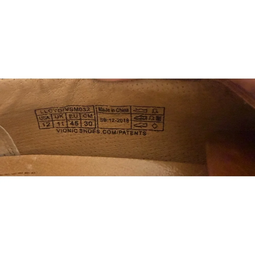 Vionic Men's Brown Leather Boat Shoes Loafers Comfort Casual Size 12